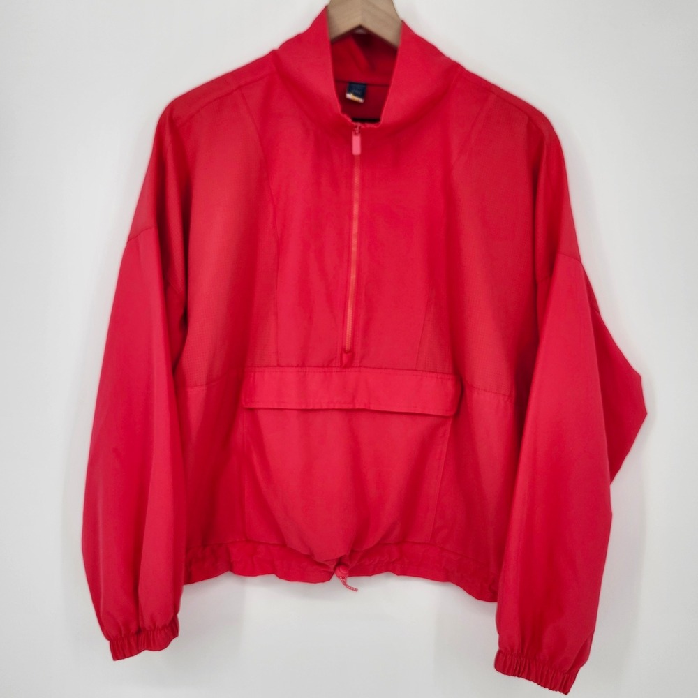 Old Navy Bright Pink 1/4 Zip Windbreaker Size L StretchTech Pullover Jacket - Picture 2 of 9